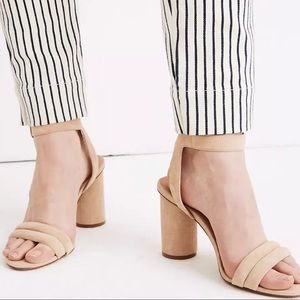 Madewell The Rosalie High Heel Tan Suede Sandal Size 8